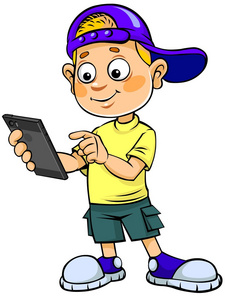 小学生电子产品漫画-小学生电子产品卡通图-摄图新视界
